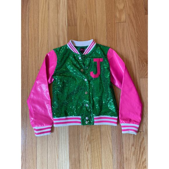 JO JO SIWA high top shoes sequin letter varsity jacket Girls Size 7/8 - Picture 1 of 5